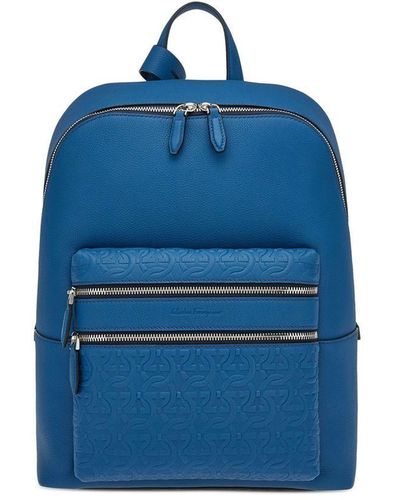 Ferragamo Gancini Leather Backpack - Blue