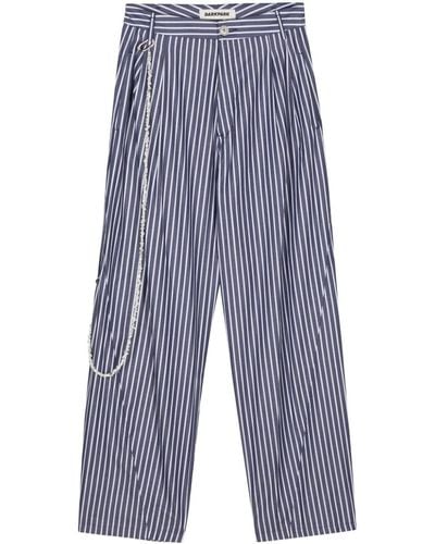 DARKPARK Striped Wide-leg Trousers - ブルー