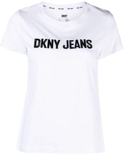 DKNY Embossed-logo Short-sleeve T-shirt - White