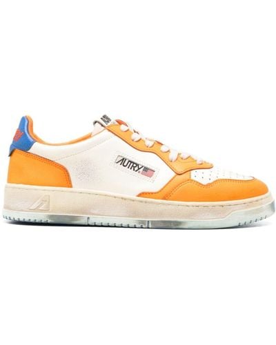 Autry Medalist Super Vintage Leren Sneakers - Oranje
