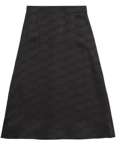 Balenciaga Logo Jacquard A-line Skirt - Black