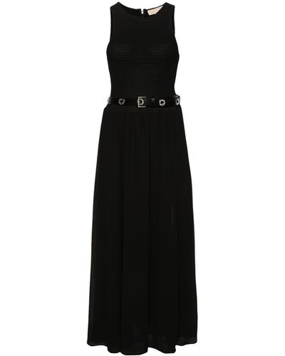 MICHAEL Michael Kors Belted Sleeveless Georgette Dress - Black