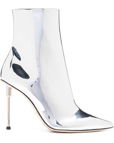 Elisabetta Franchi 100mm Mirrored-leather Boots - White