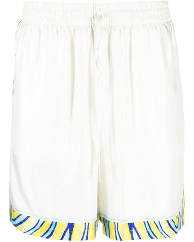 Casablancabrand Sport-Shorts aus Seide mit Print - Weiß