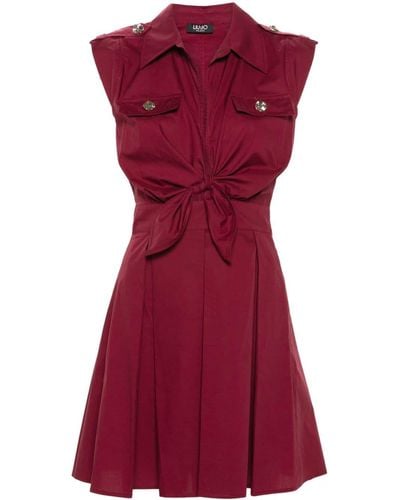 Liu Jo Robe en coton à jupe plissée - Rouge