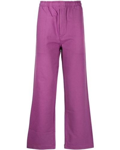 Bode Wide-leg Cotton Track Pants - Purple