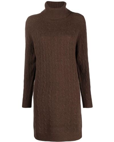 Polo Ralph Lauren Roll-neck Cable-knit Dress - Brown