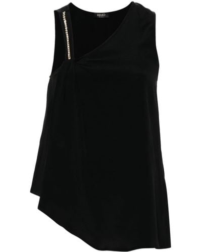 Liu Jo Crystal-embellished asymmetric blouse - Negro