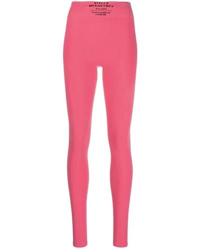 Stella McCartney Gerippte Leggings mit Logo-Print - Pink