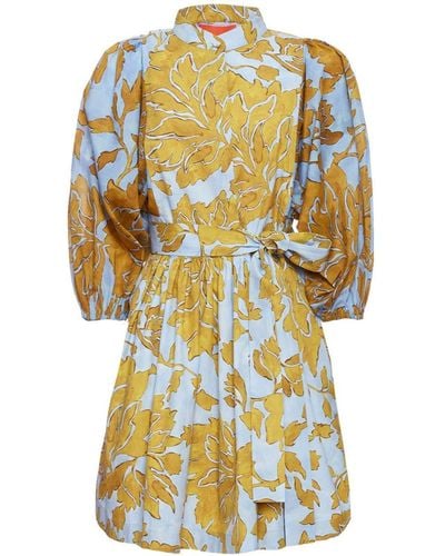 La DoubleJ Long-sleeve Floral-print Dress - Yellow