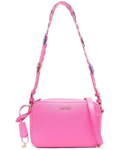 Liu Jo Floral-appliqué Scalloped Shoulder Bag - Pink