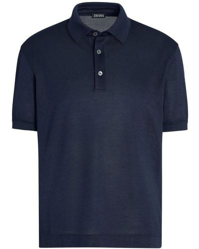 Zegna Short-sleeve Silk Polo Shirt - Blue