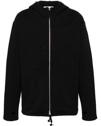 Helmut Lang Logo-embroidered Cotton Hoodie - Black