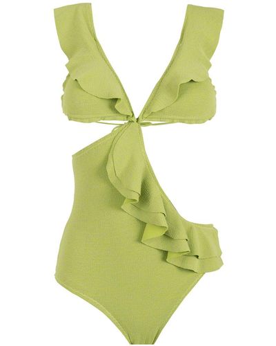 Clube Bossa Ruffled Cut-out Swimsuit - Green