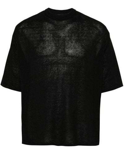 Roberto Collina Knitted Linen T-shirt - Black