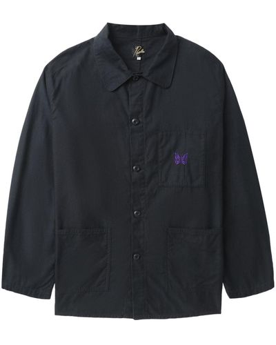 Needles Logo-embroidered Cotton Shirt Jacket - Blue