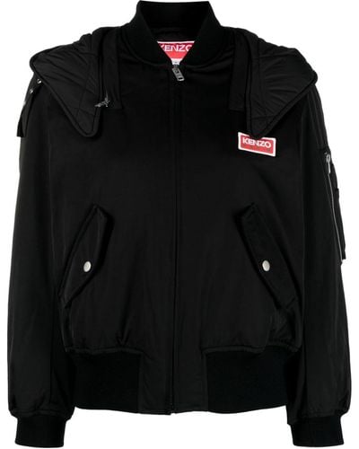 KENZO Logo-patch Hooded Jacket - Black