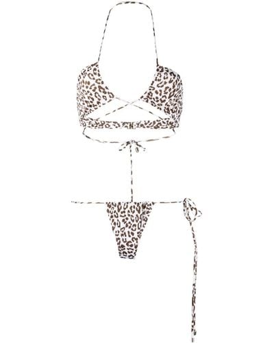 Manokhi Bikini con estampado de leopardo - Blanco