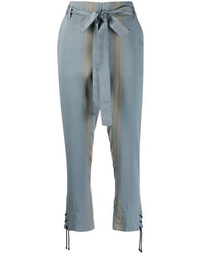 Ann Demeulemeester Pantalon crop à rayures - Bleu