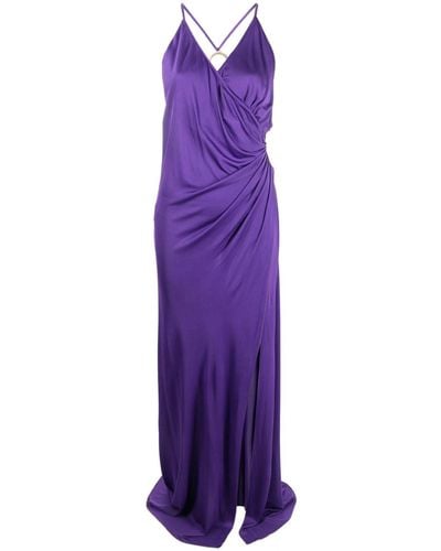 Pinko Side-slit Ruched Sleeveless Gown - Purple
