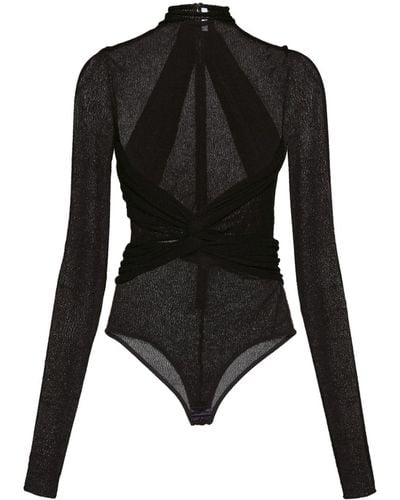 Ferragamo High-neck Semi-sheer Bodysuit - Black