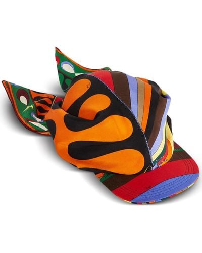 Emilio Pucci Abstract-pattern Silk Visor Hat - Orange