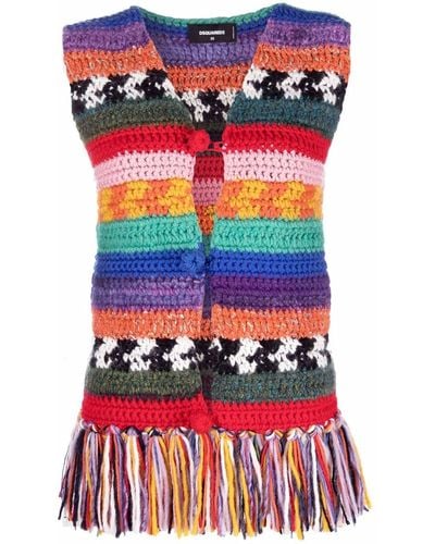 DSquared² Striped Knitted Waistcoat - Red