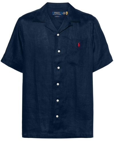Polo Ralph Lauren Chemise en lin à logo - Bleu