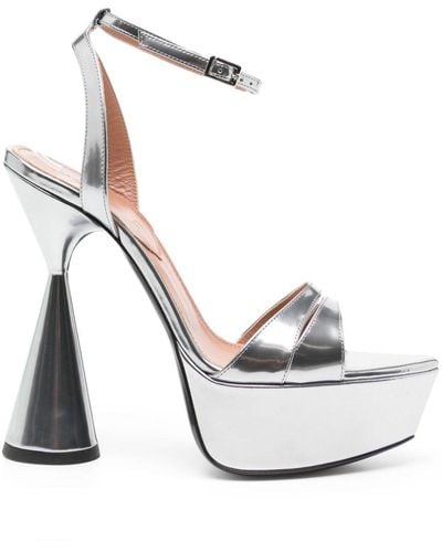 D'Accori Skye 125mm Patent Platform Sandals - White
