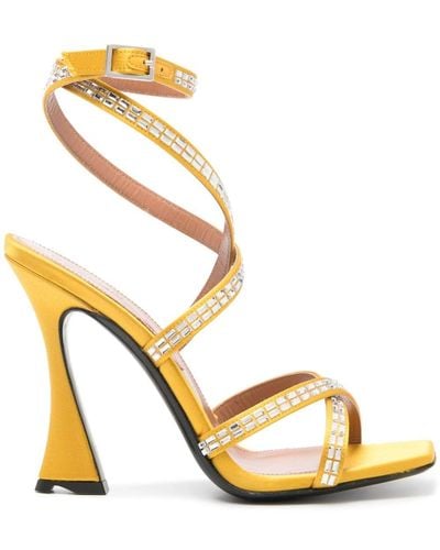 D'Accori 100mm Carre Crystal-embellished Sandals - Metallic