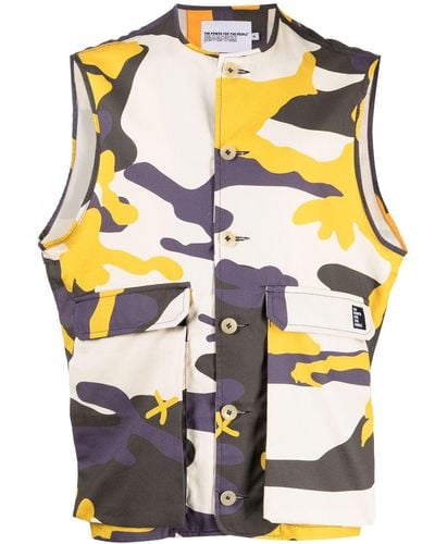 The Power for the People X Levi Kiss Camo Cotton Gilet - Natural