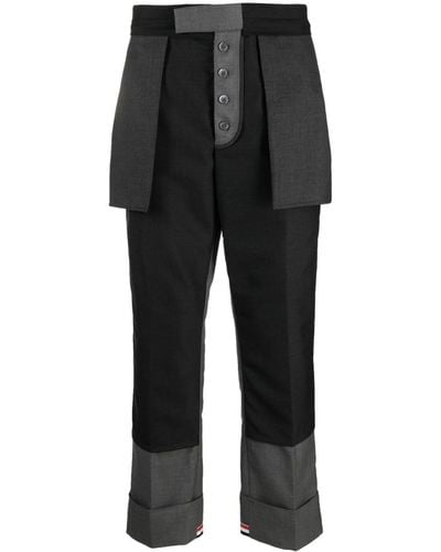Thom Browne Deconstructed-design Twill Straight-leg Trousers - Black