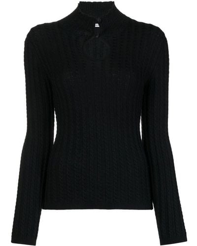 Vivetta Ribbed-knit Cut-out Top - Black