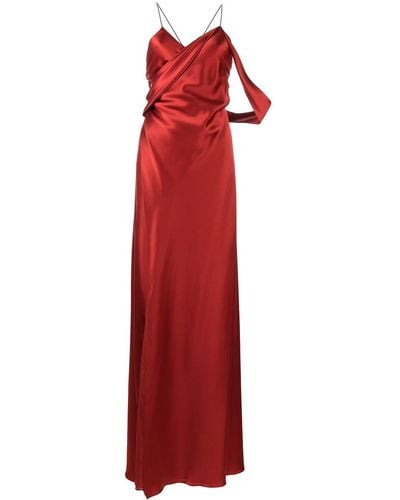 Michelle Mason Robe longue drapée en soie - Rouge