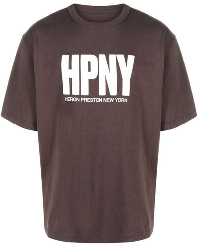 Heron Preston T-shirt girocollo con stampa - Marrone