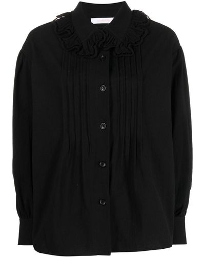 See By Chloé Ruffle-collar Cotton Blouse - Black
