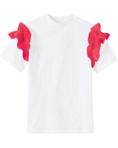 D'Estree Sophie T-Shirt mit Rüschendetail - Weiß