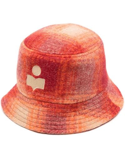 Isabel Marant Haley Checked Bucket Hat - Red