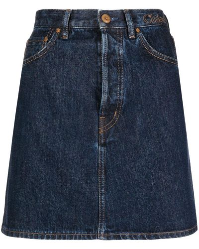 Chloé Jupe en jean à poches multiples - Bleu