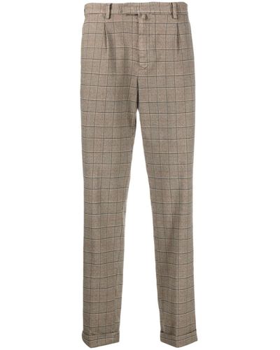 Briglia 1949 Prince Of Wales Check Pleated Straight-leg Pants - Grey