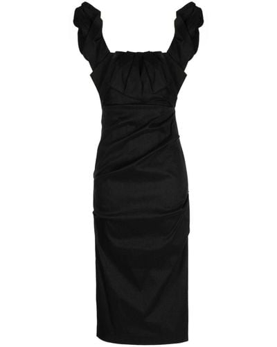 Rachel Gilbert Kalina Draped Sleeveless Dress - Black
