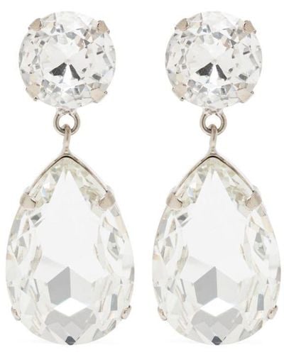 Moschino Drop Glass-crystal Earrings - White