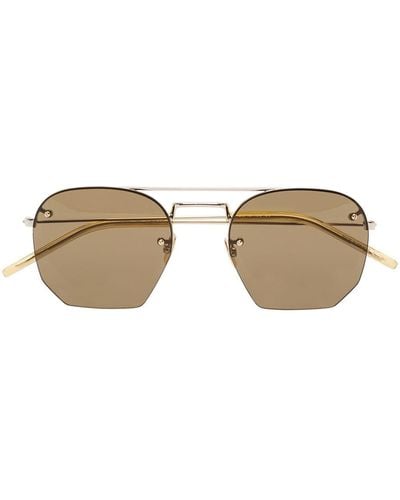 Saint Laurent Sl422 Geometric-frame Sunglasses - Metallic