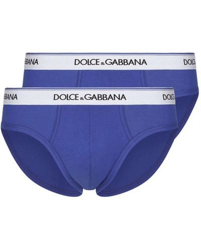 Dolce & Gabbana Twee Boxershorts Met Logoband - Blauw