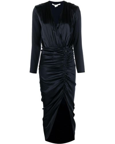 Veronica Beard Cameri Ruched Long-sleeve Midi Dress - Black