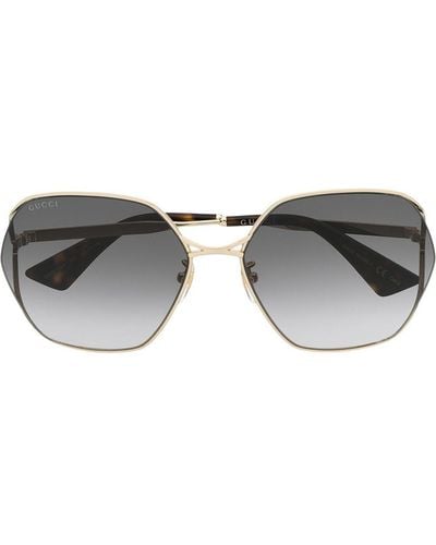 Gucci Sonnenbrille mit ovalem Gestell - Mettallic