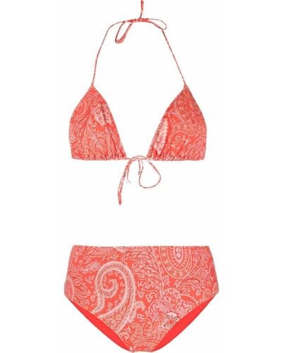 Etro Neckholder-Bikini mit Paisley-Print - Orange