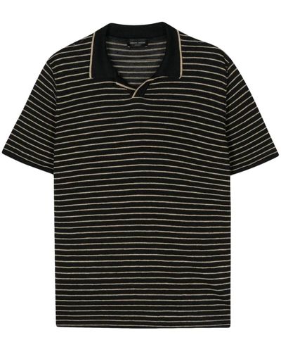 Roberto Collina Striped Knitted Polo Shirt - Black