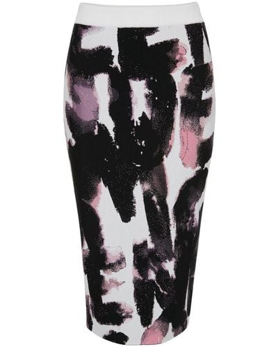 Alexander McQueen Abstract-pattern Midi-skirt - Black