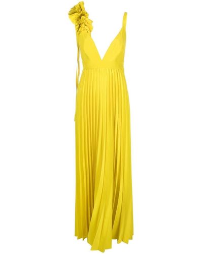 P.A.R.O.S.H. Pleated Sleeveless Dress - Yellow